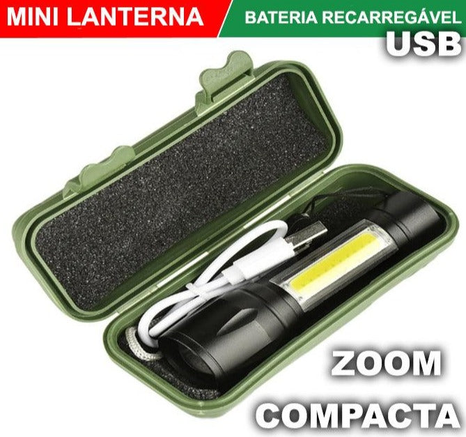 MINI LANTERNA Tática Com LED, ZOOM e Bateria Recarregável - Saliva Digital Inc.